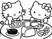 coloriage hello kitty mange